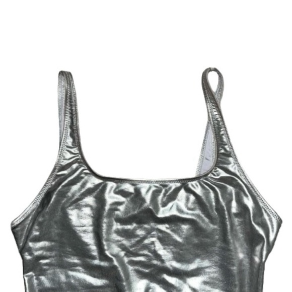 RARE SKIMS METALLIC SWIM HIGH CUT ONE PIECE | NICKEL x 1 - Picture 10 of 14